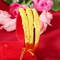 Bracelet ajustable confortable en forme de paon pour femme, or 24 carats AU999 |   S'adapte bien au poignet, confortable pour une utilisation prolongée 1