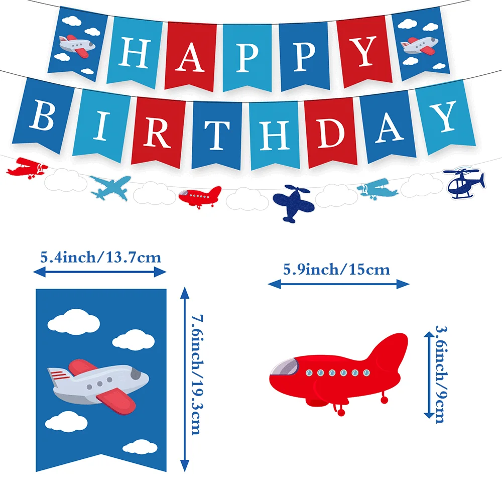 Airplane Party Decor Vintage Airplane Clouds Garland Happy Birthday Banner  Glider Cake Topper Time Flies Birthday Party Supplies - AliExpress, image size:1000x1000