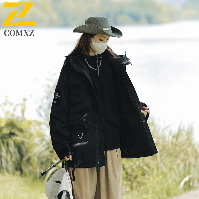 Men's Spring Autumn Workwear Korean Style Jacket Windproof Breathable Hooded Parka with Multi-Pockets Outdoor Sport Casual Wear