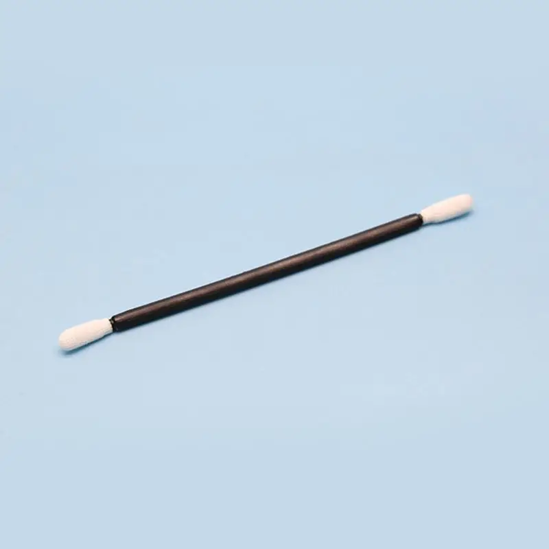 100Pcs Double-Headed Polyester Cloth Tips Cleaning Swabs Black Plastic Handle Dust-Free Sticks for Printhead Camera Optical Lens 3