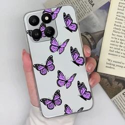 Elegant Pink Rose Ultra - Thin Silicone Phone Case with Camera Protection for Honor X7d 5G (U13)