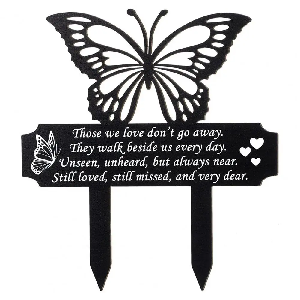 Ground Insert Wear-resistant Anti-rust Not Easily Broken Decorative Metal Butterfly Shape Cemetery Memorial Plaque Yard Supply