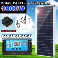 1000W panneau solaire 12V cellule solaire 10A-100A contrôleur Kit de plaque solaire pour téléphone RV voiture caravane maison Camping batterie extérieure 1