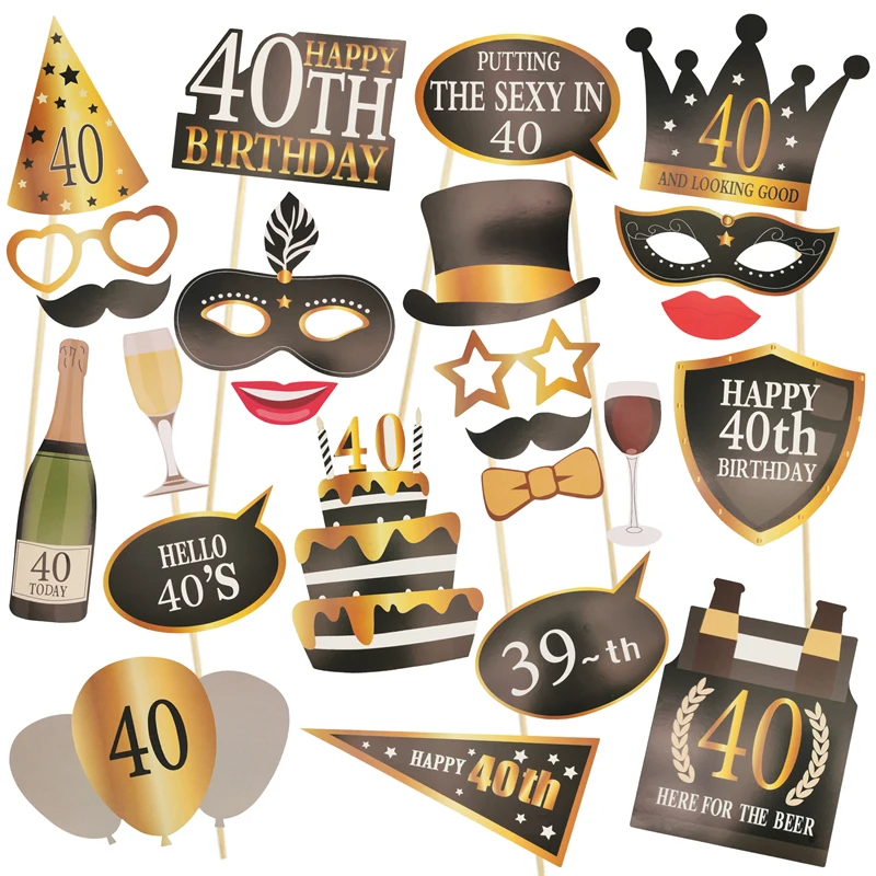 Chicinlife 30th/50th/60th Happy Birthday Photo Booth Props Anniversary Birthday Party Man Woman Style Gift Funny Decor Supplies