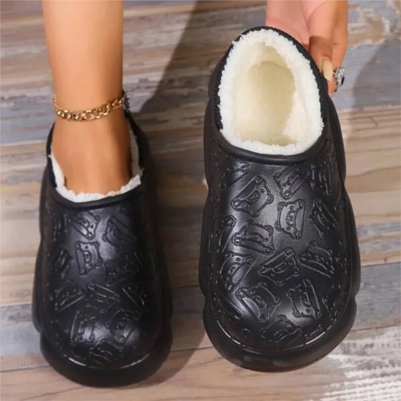 

Waterproof Eva Upper Platform Full Wrap Cotton Shoes Couple Warm Indoor Snow Boots Shoes Women Slippers Home Warm Plush Shoes