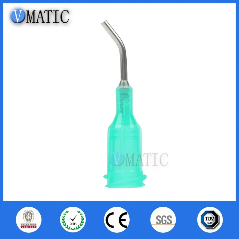 100Pcs Quality 18G Green 0.5" Length 45 Degree Bend Bent Blunt End Stainless Steel Dispensing Needles 1/2 Inch