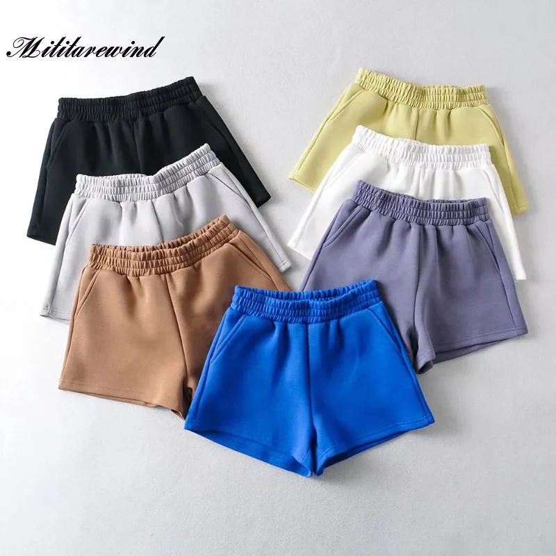 

2024 New Loose All-match Running Girls Fitness Pants Elastic Waist Casual Women's Sports Shorts High Waist Simple Shorts Outdoor