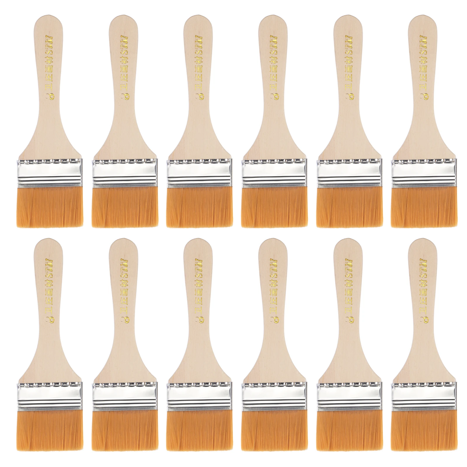 uxcell 6" Paint Brush 2" Width Soft Nylon Bristle with Wood Handle for Wall, Cabinets, Fences Yellow 12 Pcs