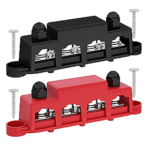 Bloc de Distribution d'alimentation 12V 250A barre de Bus bornier avec  couvercle 4x3/8 goujons de Terminal 3x#8 vis de Terminal 48vdc 300VAC