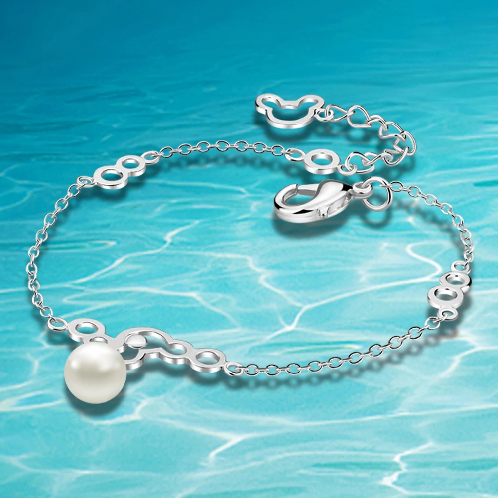 

Pearl Bracelet Fashion Jewelry 925 Sterling Silver Bracelet For Women Process Noble Lady Charm Ornaments Party Accessories