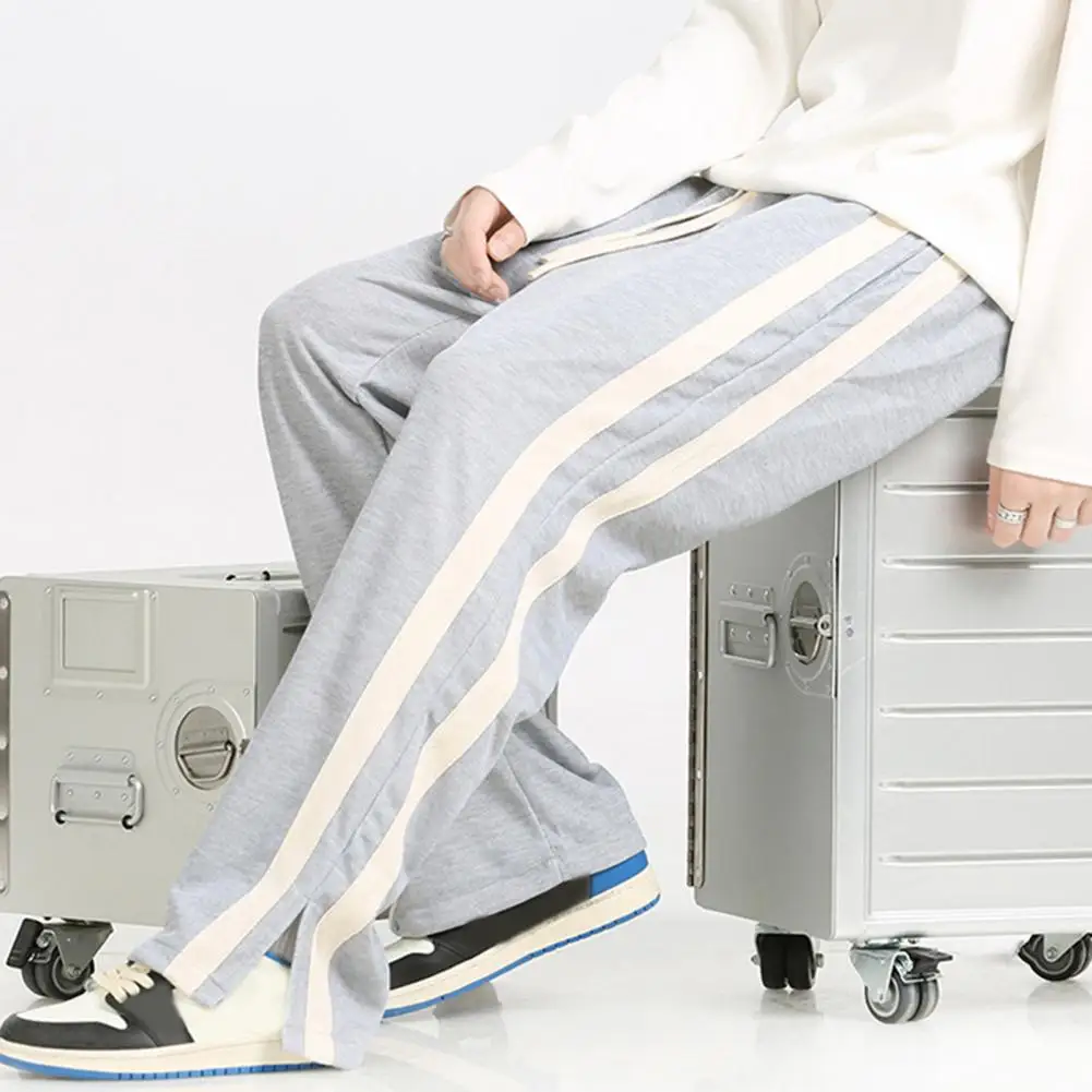 

Elastic Waist Sweatpants Versatile Men's Striped Wide Leg Sweatpants Comfortable Stylish for Men Sweatpants