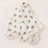 Custom Personalised Solid White Tassel Fringe Muslin Baby Blanket Muslin Swaddle Blanket Baby Receiving Blanket with Fringe 4