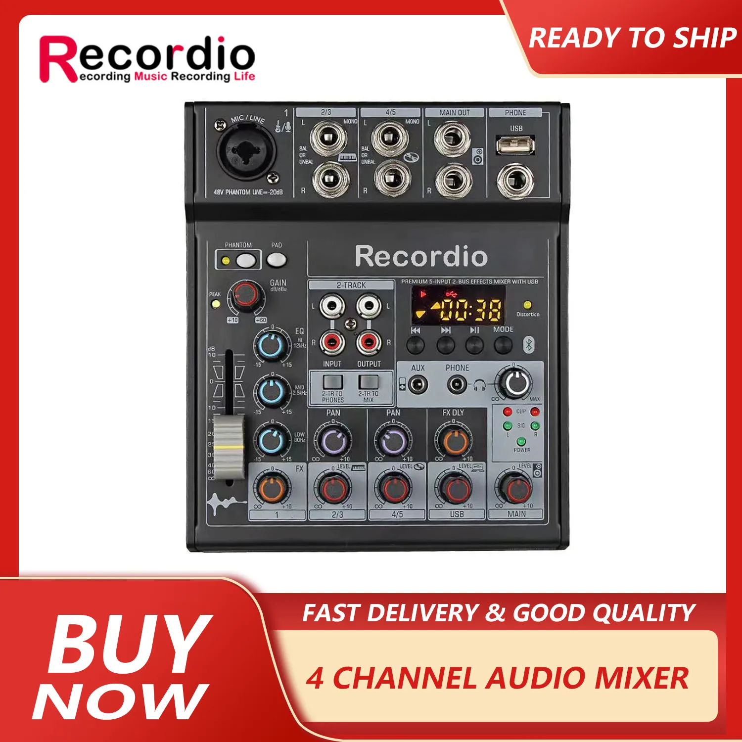 

GAX-TG502 Outdoor Sound System 4 Channel BT Integrated Mixer DJ Controller For Podcasters Musicians