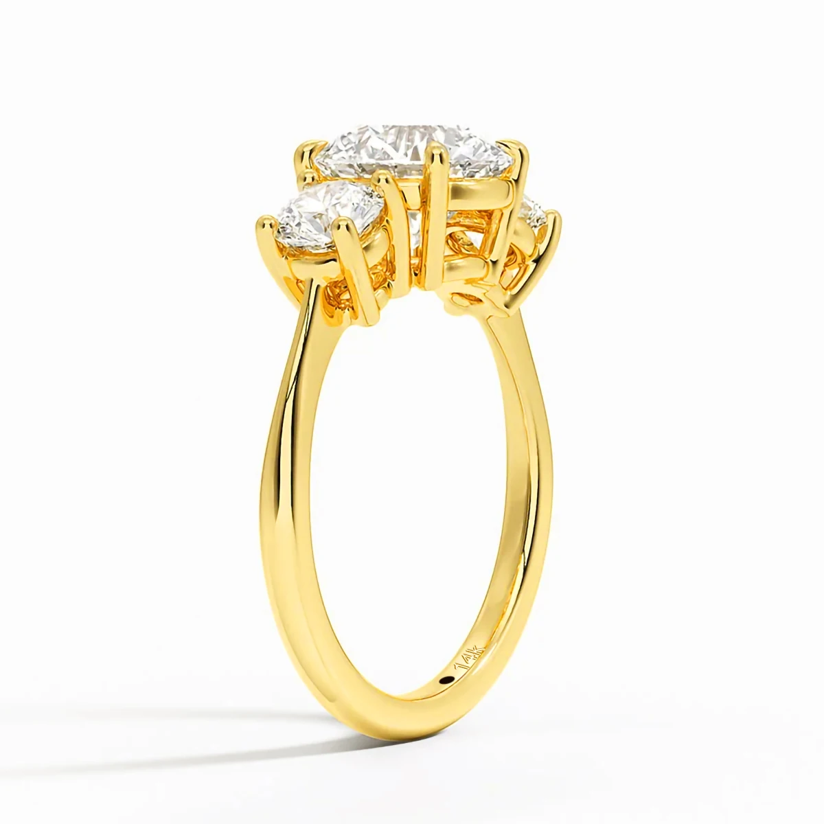 Round 3 Stone Moissanite Ring 3ct Engagement Minimalist Style Wedding Woman Real 14K Gold Hollow Ring 2