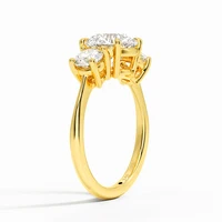 Round 3 Stone Moissanite Ring 3ct Engagement Minimalist Style Wedding Woman Real 14K Gold Hollow Ring 2