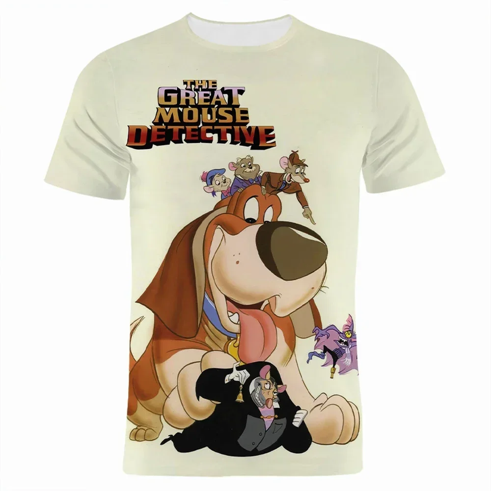 2024 New Disney Cartoon The Great Mouse Detective  3d Print FashionT-Shirts Anime Boys Girls Oversized T Shirt Kids Tees Tops