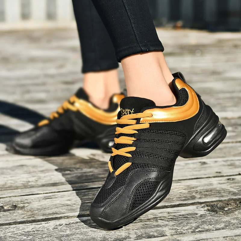 Square Dance Shoes Sneakers Elevated Women Dance Shoes Modern Dance Soft Sole Air Cushion Breathable Mesh Sports Shoes Women