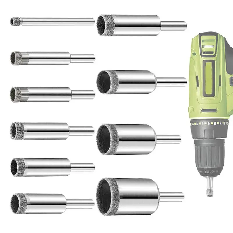

Tile Drill Bits 10 Pieces Durable Grinder Hole Saw Diamond Drill Bit Hole Opener Hole Saw Set For Granite Stone Glass Porcelain