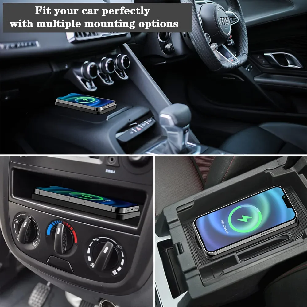 Fast Wireless Car Charger Pad with Anti-Slip Mat - Universal Case-Friendly Design