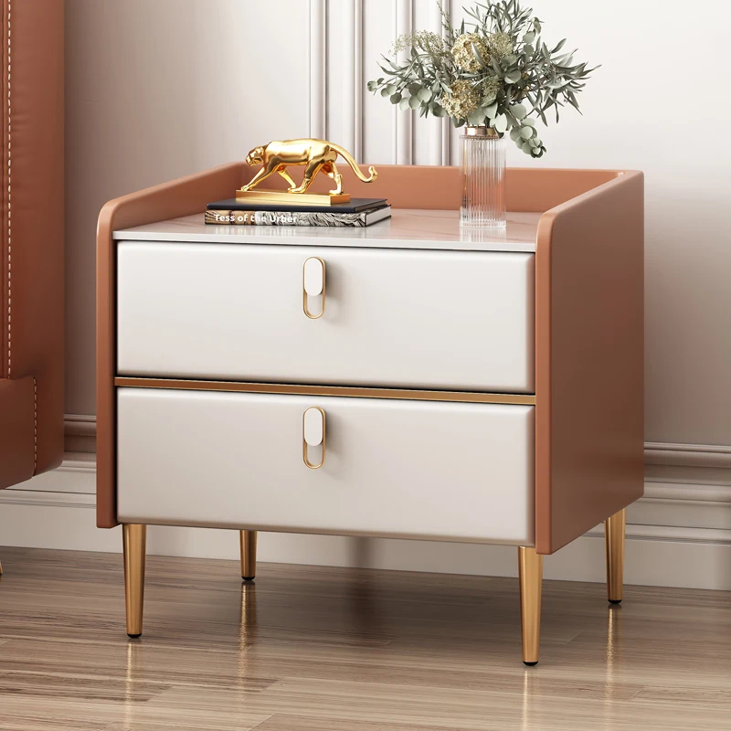 

Mobile Storage Nightstands Drawers Bedroom Comfortable Leather Nightstands Luxury Mesita De Noche Rustica HomeFurnitures
