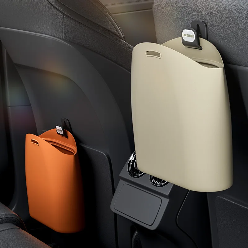 Car Trash Cans Silicone Hanging Trash Bins for Vehicle Storage And Collection Space Saving Organizer Foldable Bins