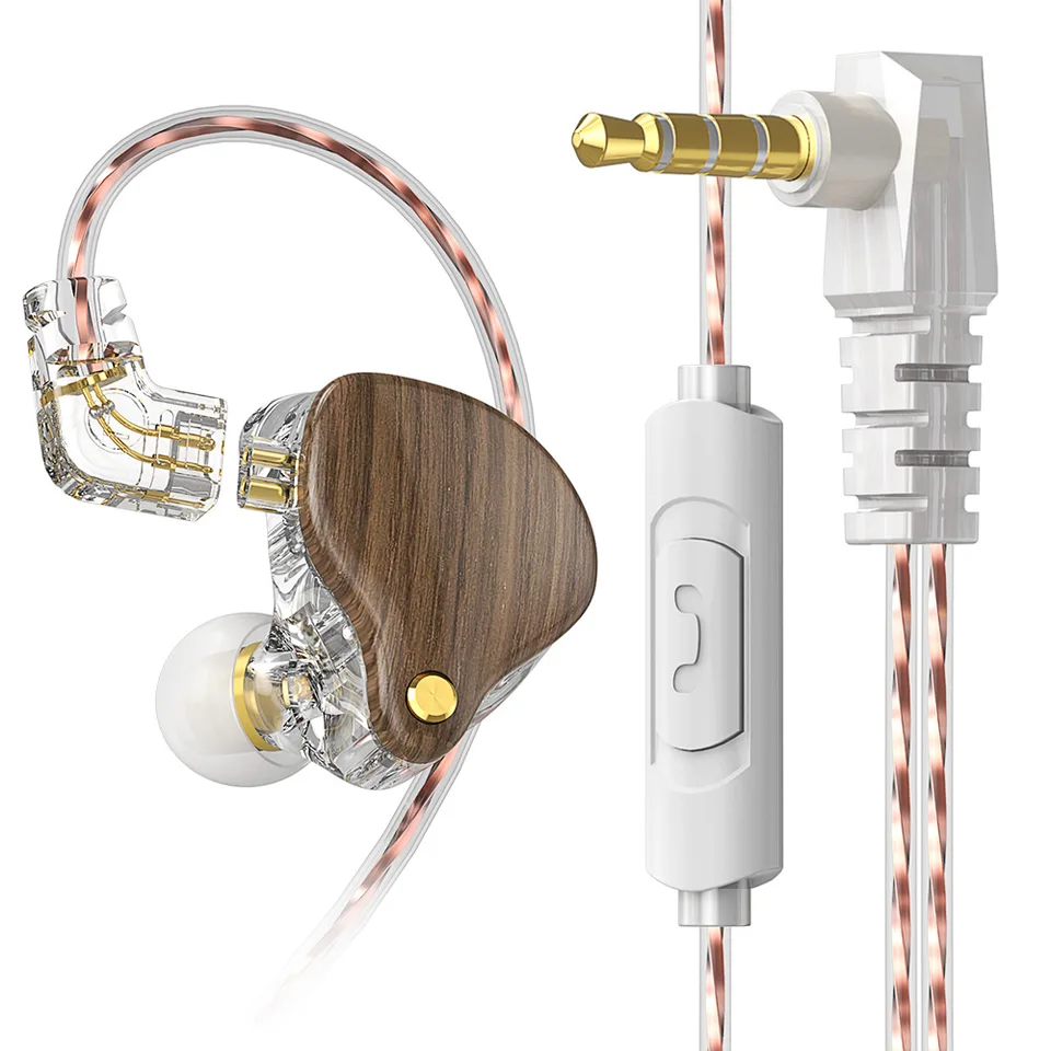 Q1 PRO Wood Grain Wired Earphone HiFi Headphone with Mic