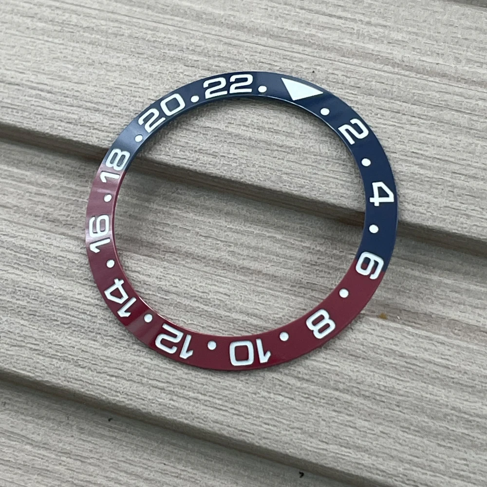 Original Slope 24 Hours 38mm*30.5mm Ceramic Blue Red Watch Bezel Ring Insert for GMT AAA+