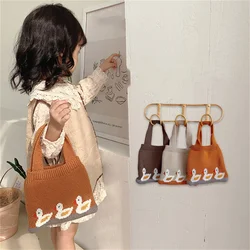 2024 Kids Handbags for Girls Cute Duck Knitted Small Bag Spring Children Bags Portable Handbag Coin Snacks Storage Bag Case