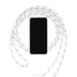 Sleek Transparent Crossbody Necklace Lanyard Phone Case with Back Cover for Redmi Note10Pro 5G (White gray)