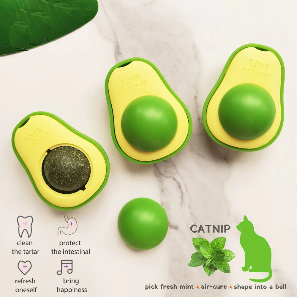 Title 1, Cat Toys Avocado Catnip Wall Ball Rotatable Nat...