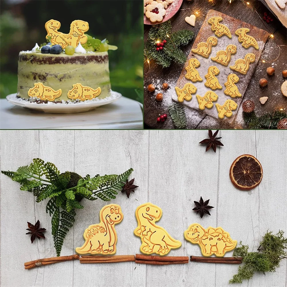 8PCS Dinosaur Animal Cookie Mold Dough Stamp Plastic 3D Pressable Cookie Mold DIY Candy Cake Baking Pastry Decorating Tools Cookie Cutter Baking Mold Cookie Mould Cookie Printing Mold Baking Decorating Tools Cookie Maker Press Kit