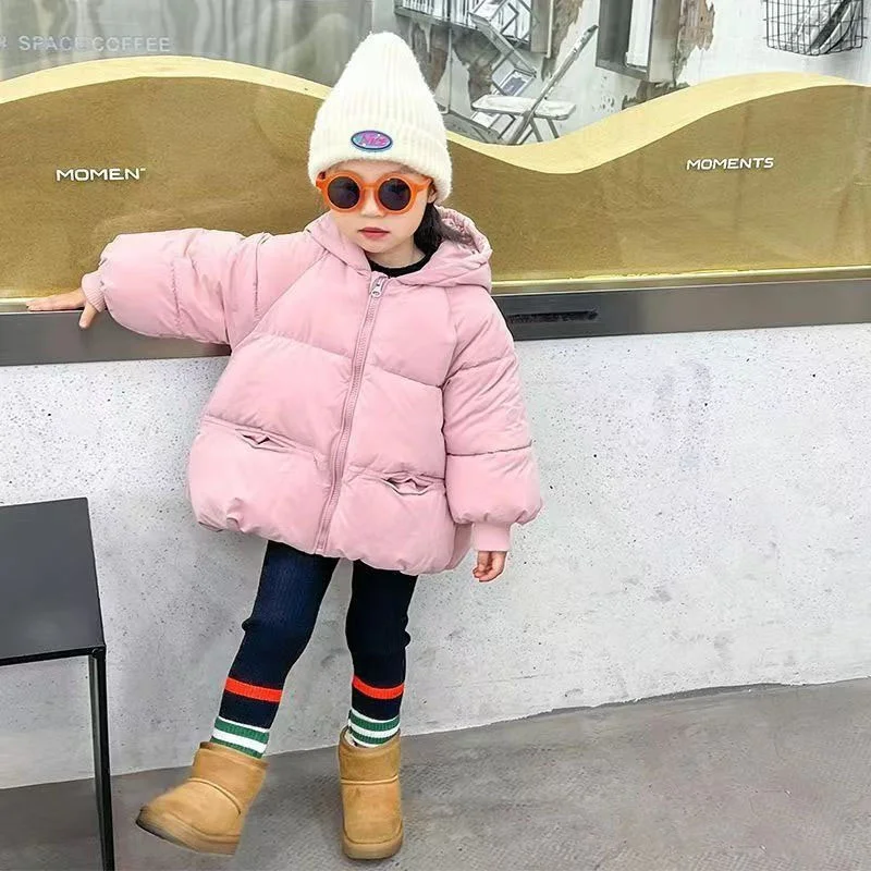 Boys Cotton Jacket Clothes New Winter Children Coat Thickened Warm Outerwear Baby Girls Solid Hooded Cartoon Clothing