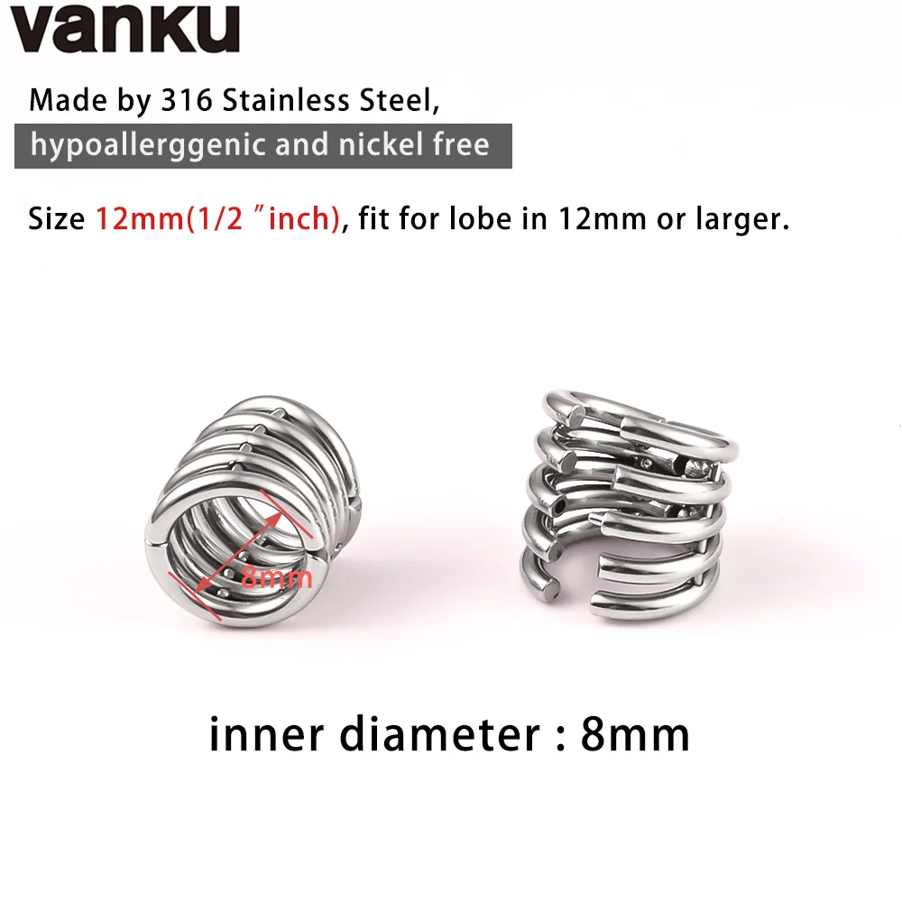 1PC Vanku Ear Lobe Cuff Ear Gauge Plugs Tunnels Stretcher Lobe Weights Women Clip on Cartilage Body Piercing Jewelry