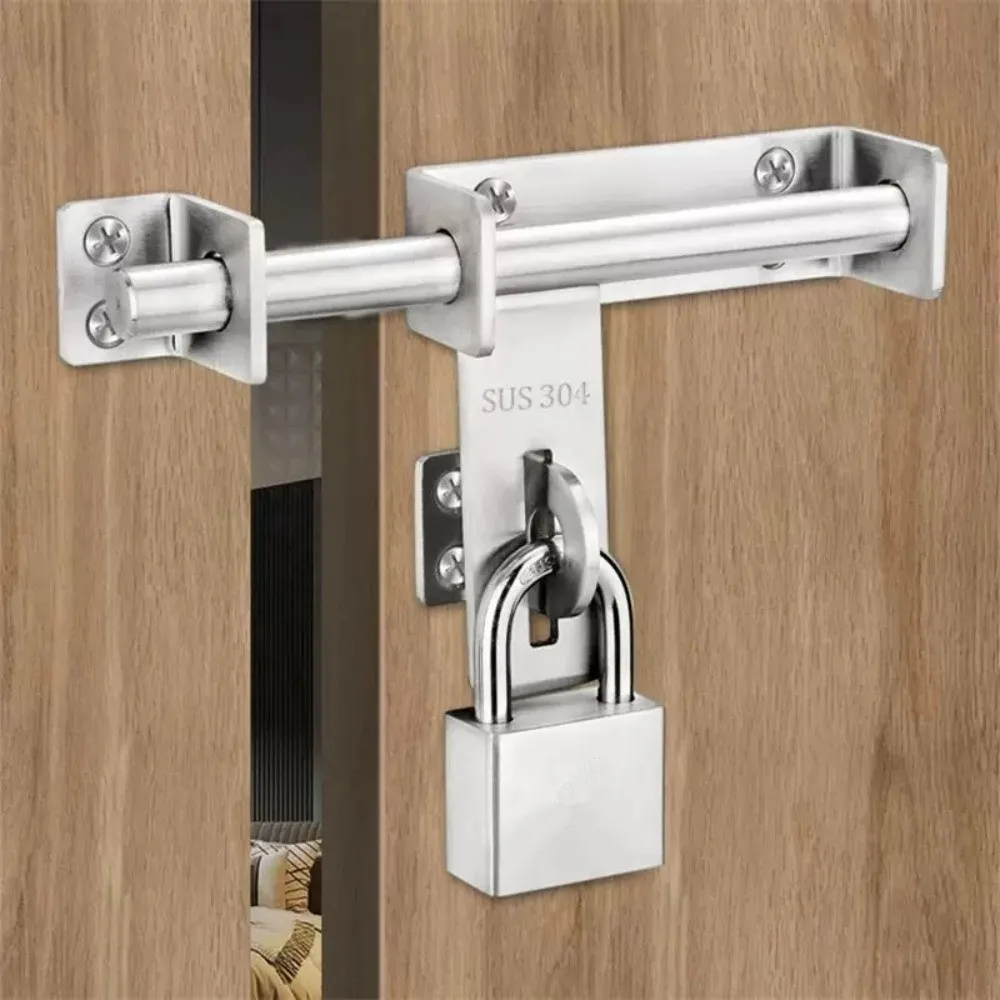 Protable 304 Stainless Door Bolts Catch Lock Anti-theft Heavy Duty Door Buckle Hasp 6/8 Inch Thickened Door Lock Buckle Cabinet