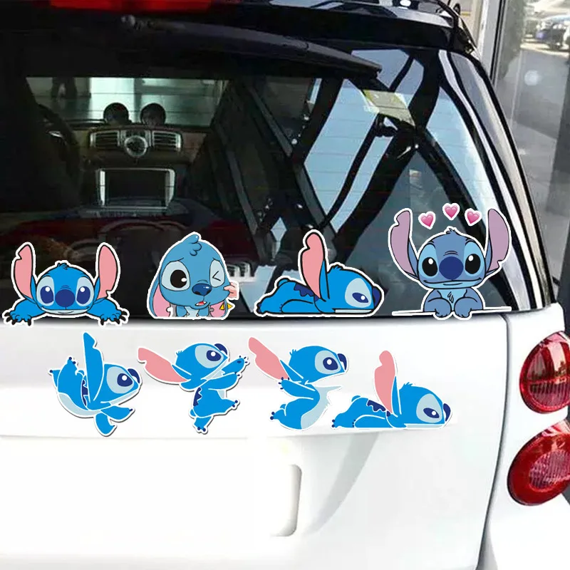 

Funny Stitch Stickers Cartoon Car Cover Scratches Rear Window Decoration Stickers Trunk Room Decoration Anime Accessories Gift