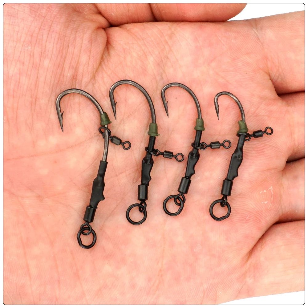 Hirisi Karpfenangeln Rigs Ronnie Rig Hook Rig Set 4-teiliges, gebrauchsfertiges Terminal Tackle Kits, Angelausrüstungszubehör – Detail 5