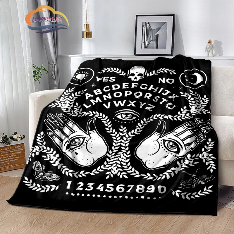 Satanic Gothic Witchcraft Blanket Ouija Board with Hands Occultism Flannel   Soft Four Seasons Portable Camping  6