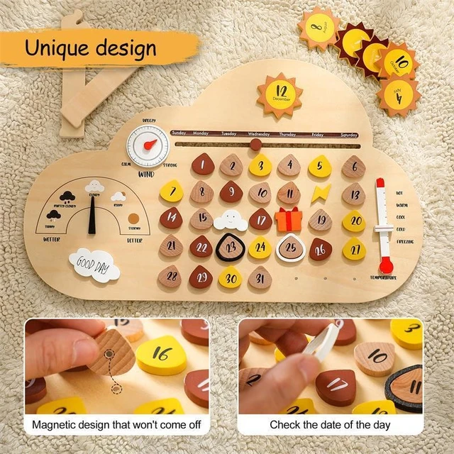 New Wooden Cloud Calendar Montessori Cognitive Toy For Children Wooden  Early Educational Learning Toys Baby Room Decoration - AliExpress