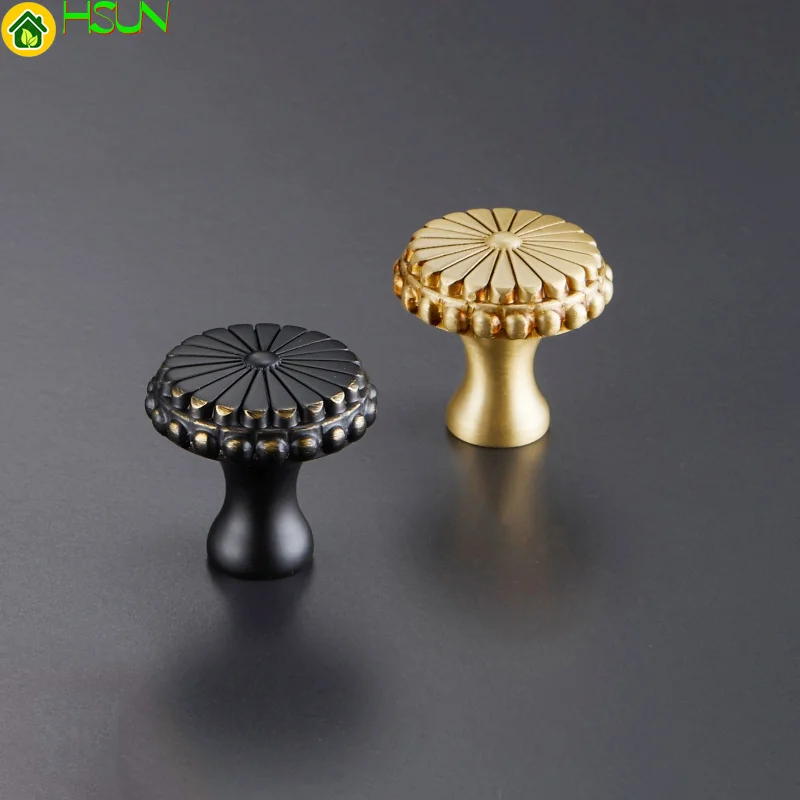 

Real flowers solid Brass Round Cabinet Door Knobs and Handles Furnitures Cupboard Wardrobe Drawer Pull Gold Handles C-1077