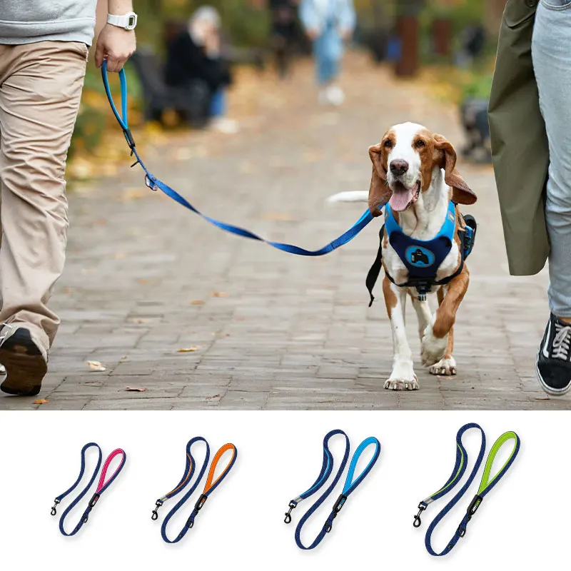 

Dual Handle Dog Leash Secure Hook Strong Pet Lead Sturdy With Soft Handle Durable Buckle For Dogs Training Walking Outdoor