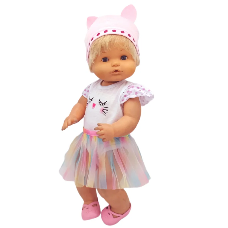 Für 40 cm große Nenuco-Puppenkleidung, 17 Zoll Babypuppenkleidung, blaues Blumenkleid, Spielzeugkleidung – Detail 17