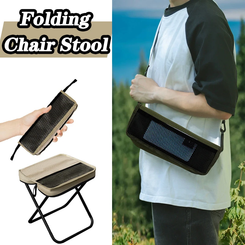 Tabouret pliant compact pour pêcheur - Siège portable sac à dos camping pique-nique déplacement