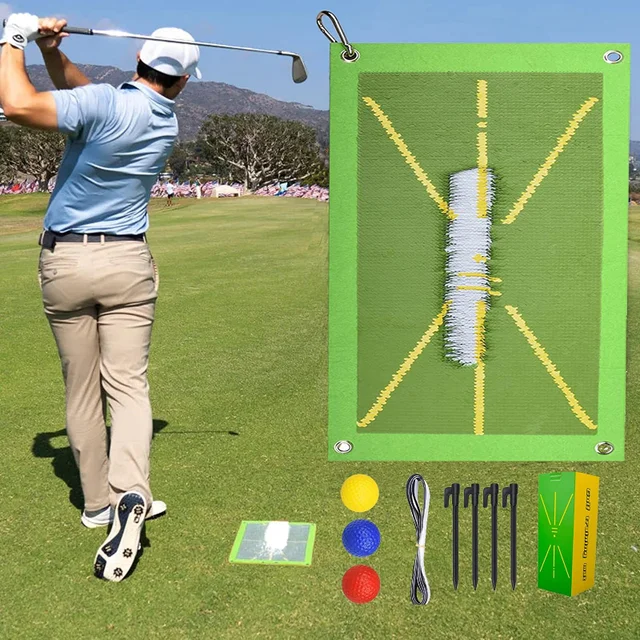 Hordozható Golf Edzés Szőnyegkészlet Beltéri Sztrájk Szőnyeg Pálya Szőnyegek Ütési Irány Jelzés Gyakorlati Pad