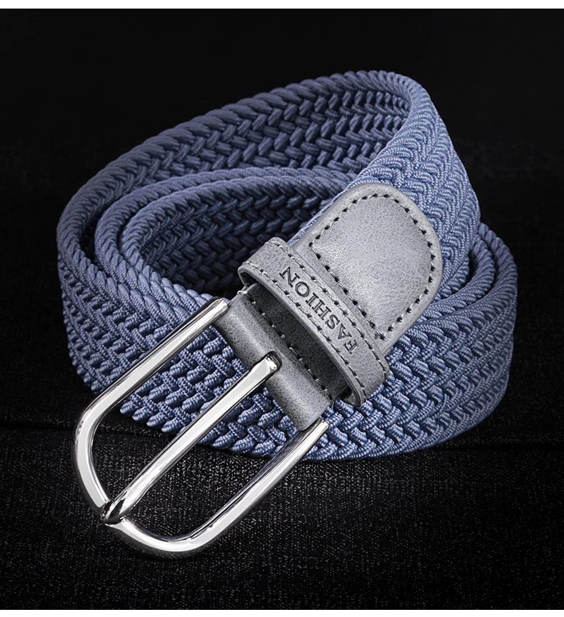Men's woven canvas belt with arbitrary elastic elastic belt male student young man hundred stitch buckle waistband tide