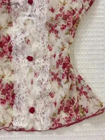 2025 été femme Floral licou dentelle Blouse 2025 Vintage Sexy Slim Fit fée mode coréenne femme hauts tenues Style élégant 4