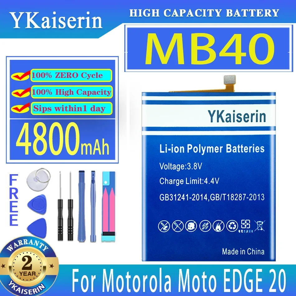 

Сменный аккумулятор ykaisсеребрин 4800 мАч MB40 для Motorola Moto EDGE 20 EDGE20, аккумуляторы для мобильных телефонов
