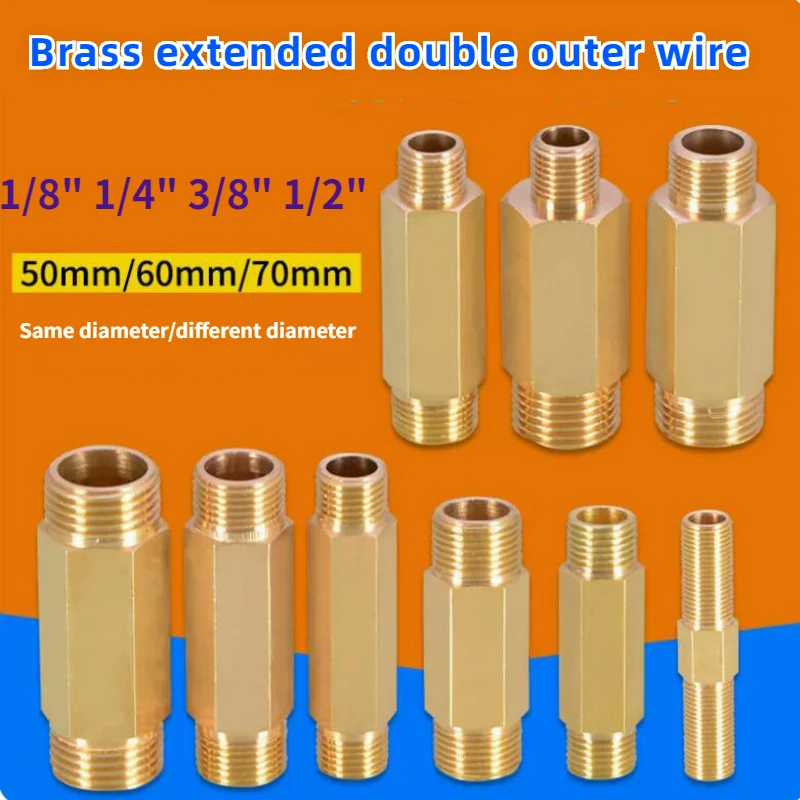 

Brass External Lengthen Direct 1/8 "1/4" 3/8 "1/2" Extension Pipe Diameter Reduction Conversion External Thread Copper Fittings