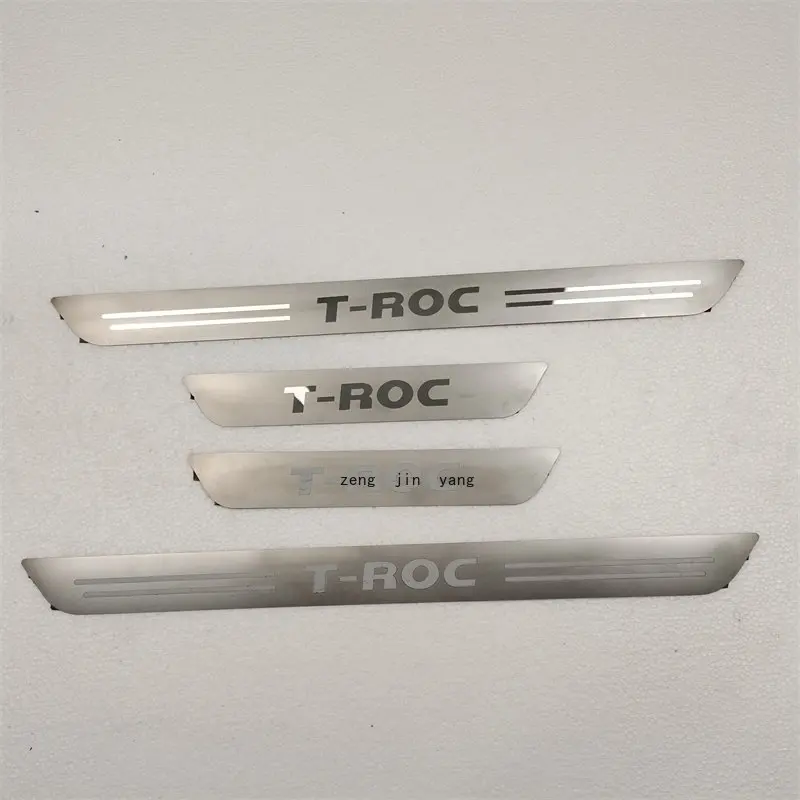 For VW Volkswagen T-ROC Car Door Sill Protection Floor Threshold Scuff Plates Stainless Steel Car Decoration Accessories Chrome car door sill scuff plate
