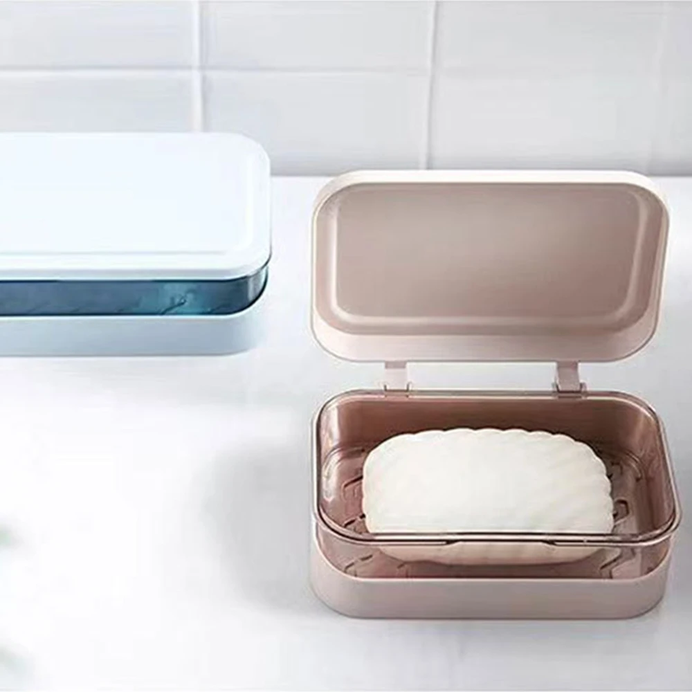 뚜껑이 달린 비누 상자, 내구성 있고 다목적 공간 절약, 이중층 강력한 밀봉, 휴대용 이중층 비누 상자