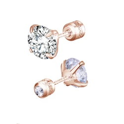 Elegant Titanium Steel Stud Earrings for All Genders with CZ Zircon in Four Stunning Colors (Size 6 MM)